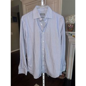 Michael‎ Kors Men's Slim Fit Blue Striped Dress Shirt Size 15.5